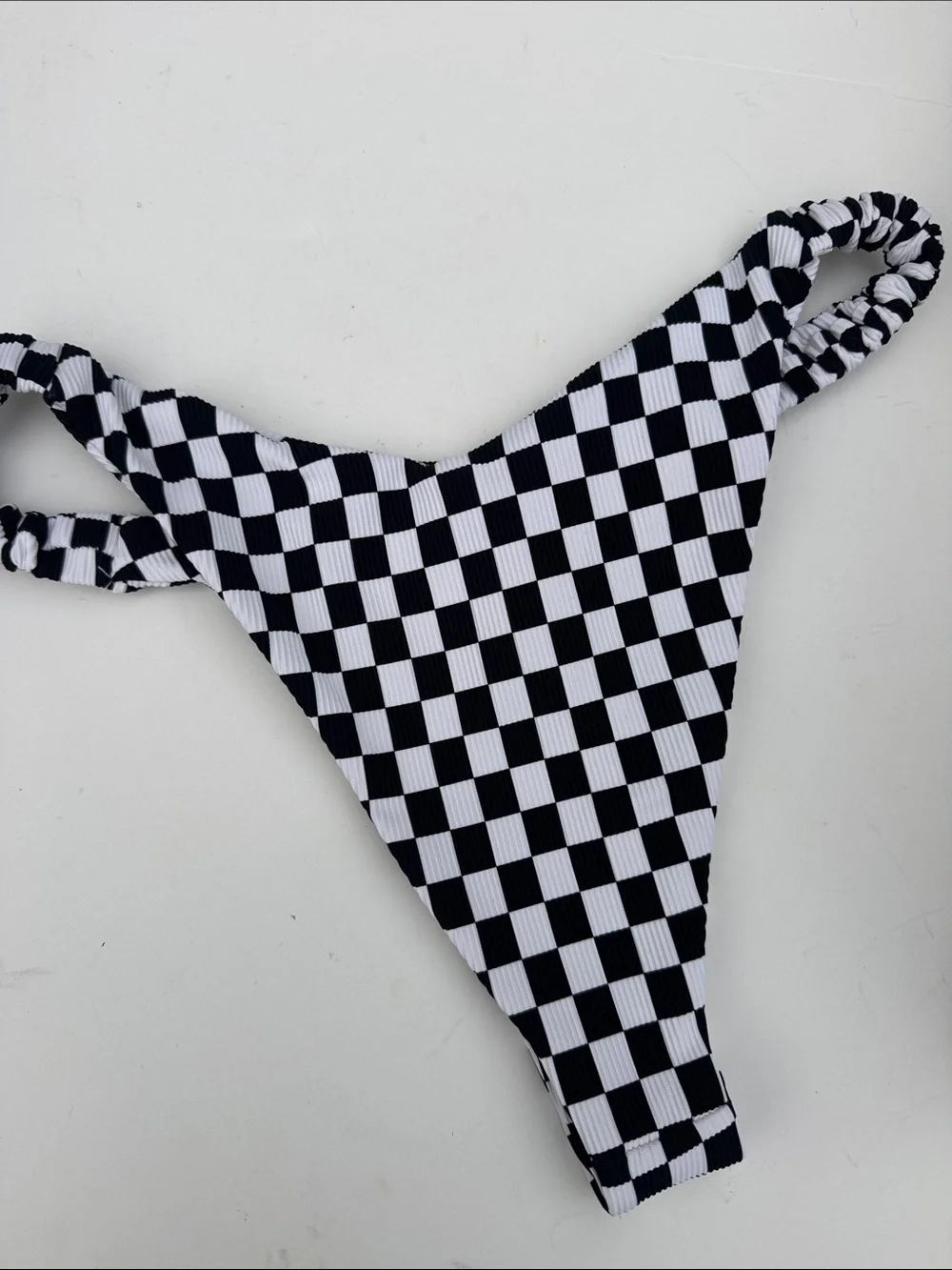 Salt Honey Black and White Checkerboard High-Cut Bikini Bottom